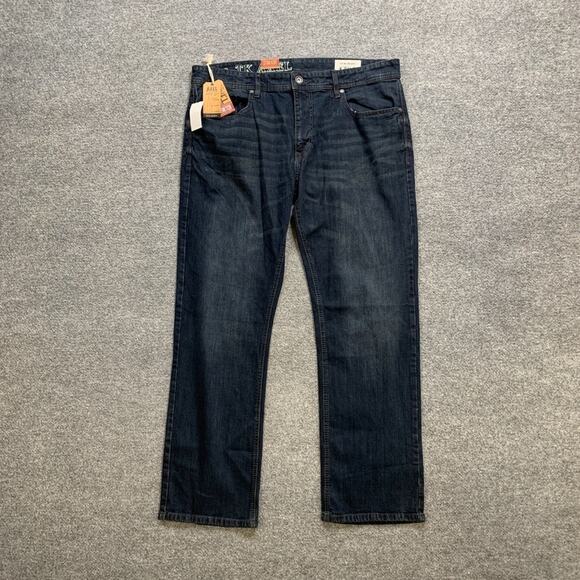 Axel Jeans Mens 38 Blue Stretch Straight Leg Dark Addison 17" Leg Opening - Picture 2 of 13